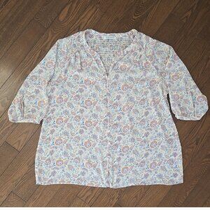 Rose + Olive floral print top size 1X